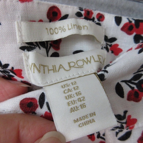 Cynthia Rowley Floral 100% Linen Skirt Top Set - Picture 12 of 16